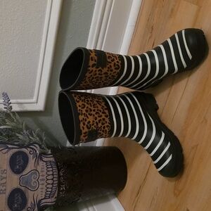 Joules stripe leopard prints Welly rain boots